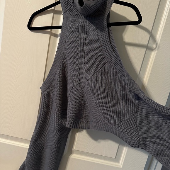 Fashion Nova Gray Cold Shoulder Turtleneck Sweater - Picture 2 of 4